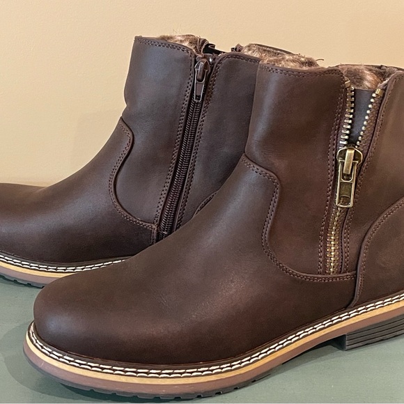 Brown Leather Ankle Boots with Fur Lining - Picture 2 of 7